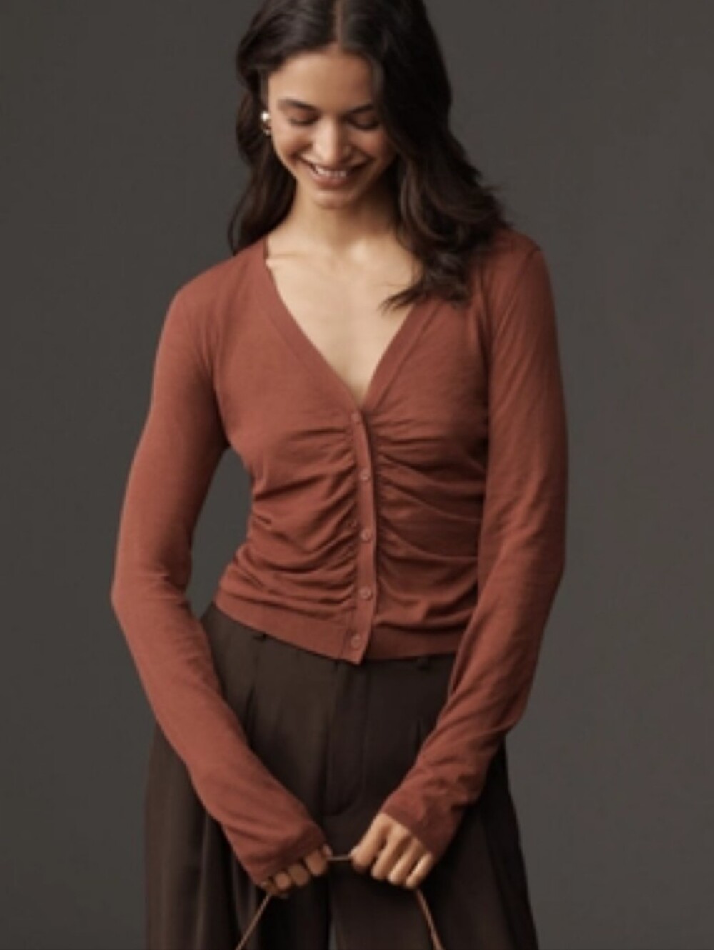 NWT Maeve Ruched Crop Cardigan Sweater